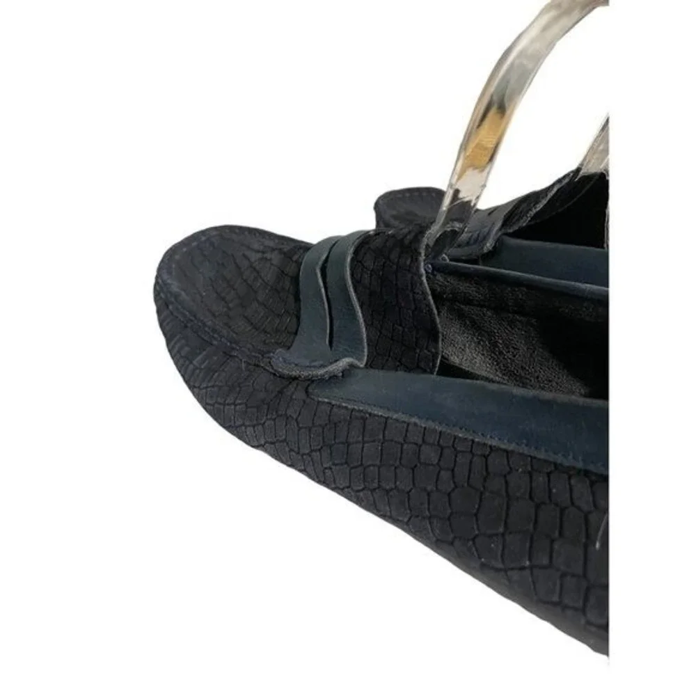 Martinetto Mens‎ Black Snakeskin Embossed Leather Loafers Slip On Shoes 42
